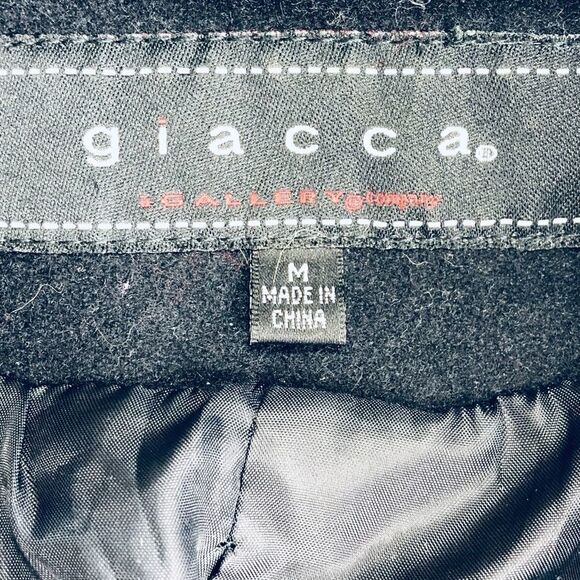 GIACCA Black Wool Coat with Faux Fur Trim - Picture 14 of 15